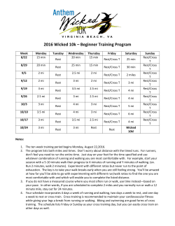 2016 Wicked 10k &ndash; Beginner Training Program