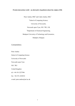 Protein interaction world - Newcastle University Staff Publishing