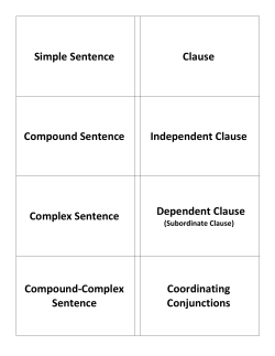 Simple Sentence Clause Compound Sentence Independent Clause