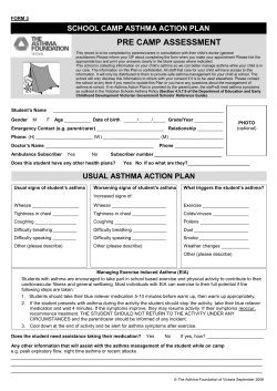 asthma record card - Sorrento Primary School
