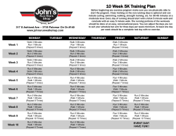 10 Week 5K Training Plan
