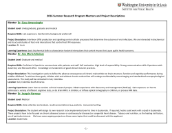 2016 Mentors and Project Descriptions