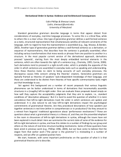 Derivational Order in Syntax - UMD Linguistics