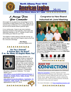 July 2015 Newsletter - North Albany Post #1610