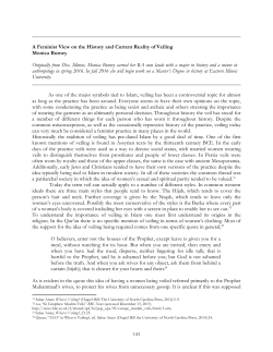 A Feminist View on the History and Current Reality of Veiling