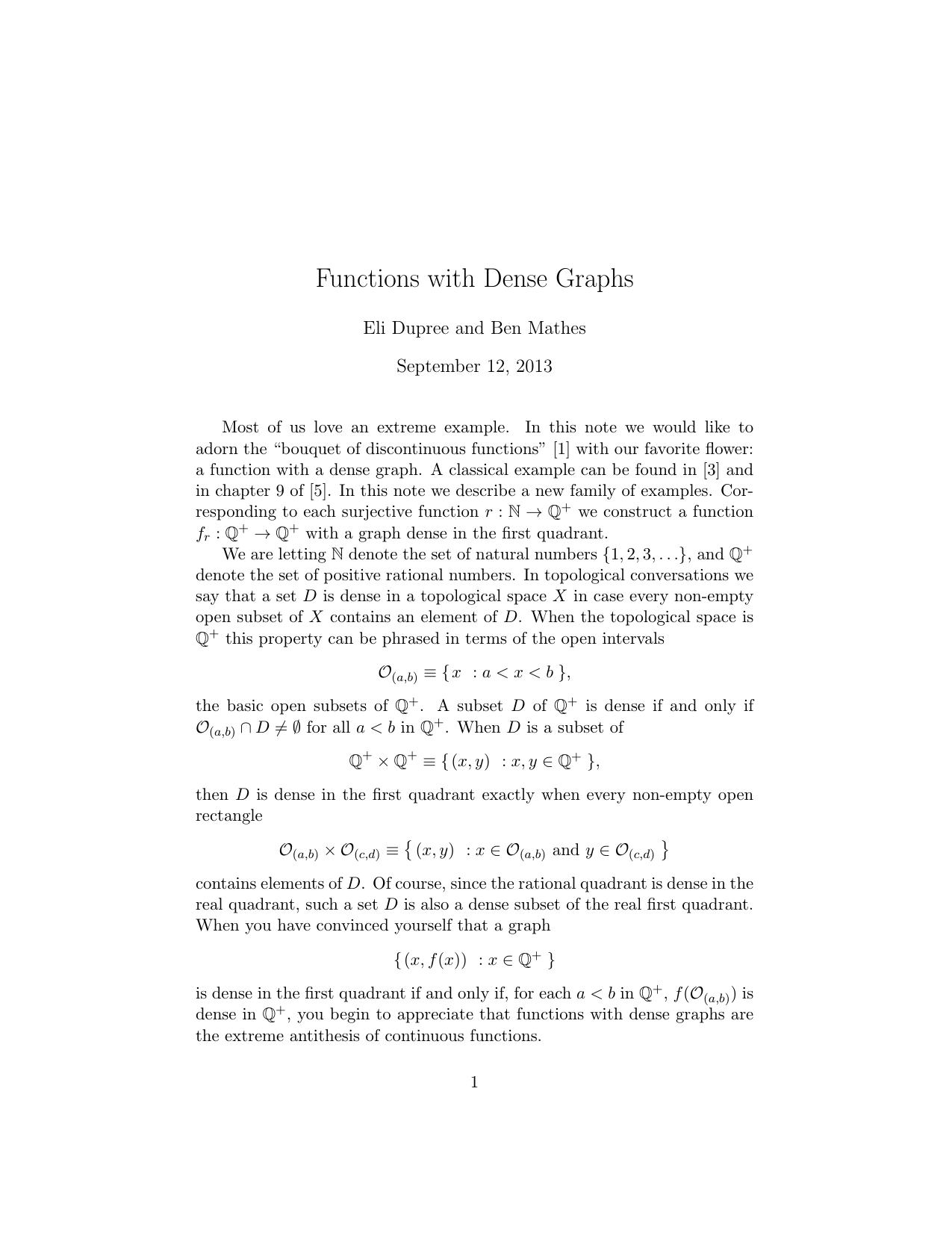 Functions With Dense Graphs