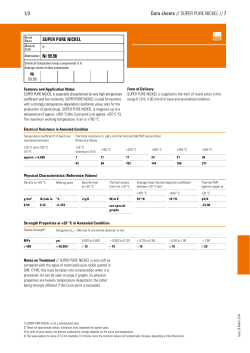 suPER PuRE NICKEl 1/2 Data sheets // SUPER PURE NICKEL // 7