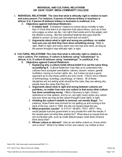 INDIVIDUAL AND CULTURAL RELATIVISM DR. DAVE YOUNT