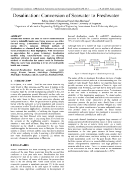 Desalination: Conversion of Seawater to Freshwater
