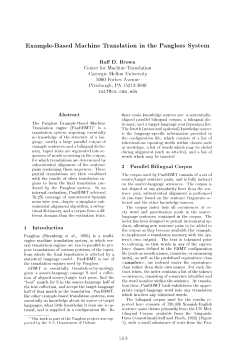 Example-Based Machine Translation in the Pangloss System