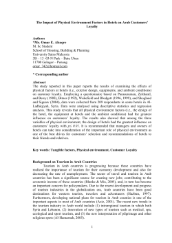 1 The Impact of Physical Environment Factors in Hotels on