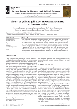 The use of gold and gold alloys in prosthetic dentistry – a literature