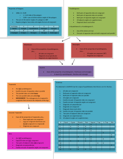 Properties of Polygons &bull; 180(n-2) = SUM o n = # of sides of the