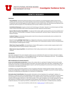 Genetic Research - Utah IRB