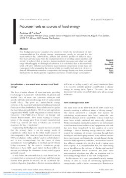Macronutrients as sources of food energy