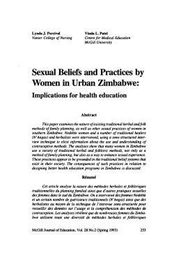Sexual Beliefs and Practices by Women in Urban Zimbabwe: