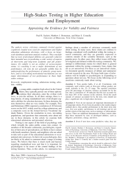 High-Stakes Testing in Higher Education and Employment