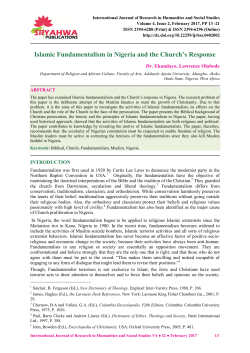 Islamic Fundamentalism in Nigeria and the Church`s Response