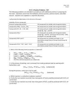 Ch 4 -5 Practice Problems - KEY The following problems are