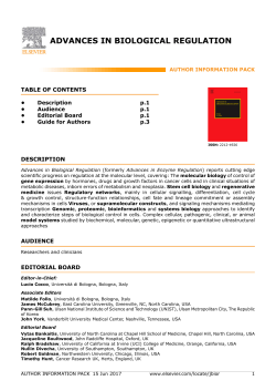 advances in biological regulation