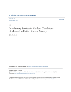 Involuntary Servitude: Modern Conditions Addressed in United