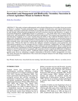 Household Land Management and Biodiversity: Secondary
