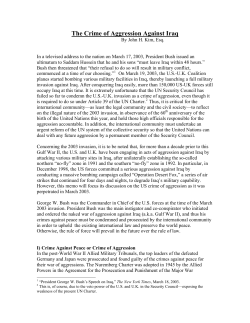 The Crime of Aggression Against Iraq