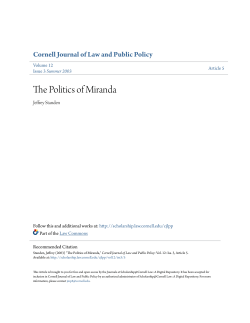 The Politics of Miranda - Scholarship@Cornell Law
