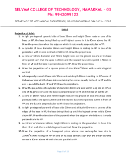 Unit-3 Projection of Solids 1. A right pentagonal pyramid side of