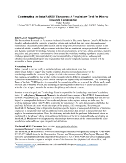 Constructing the InterPARES Thesaurus: A Vocabulary Tool for