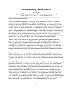 American Social Policy &ndash; Political Science #281