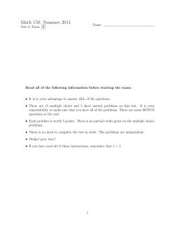 Math 150: Summer 2011