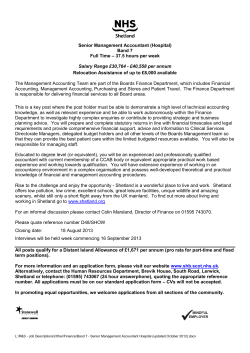 Senior Management Accountant (Hospital)