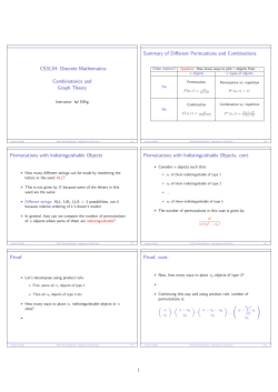 CS311H: Discrete Mathematics Combinatorics and Graph Theory