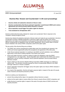 ASX Announcement - Alumina Limited