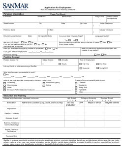 Application for Employment Personal Information Position Desired