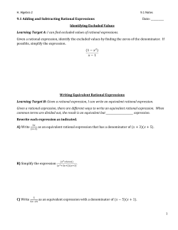 9.1 Adding and Subtracting Rational Expressions