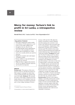 Mercy for money: Torture`s link to profit in Sri Lanka, a retrospective