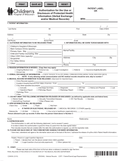 send in the authorization form - Children`s Hospital of Wisconsin