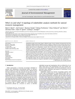 A typology of stakeholder analysis methods for natural resource