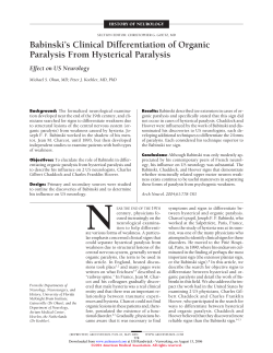 Babinski`s Clinical Differentiation of Organic