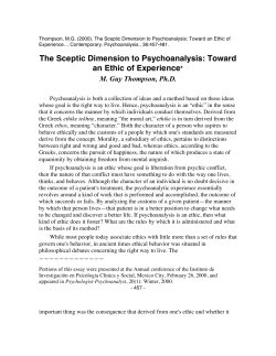 The Sceptic Dimension to Psychoanalysis