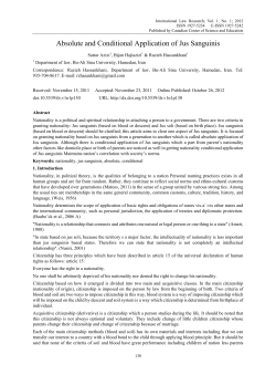 Absolute and Conditional Application of Jus Sanguinis