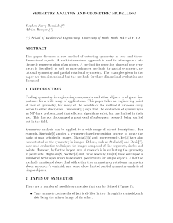 SYMMETRY ANALYSIS AND GEOMETRIC MODELLING
