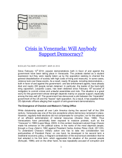 Crisis in Venezuela: Will Anybody Support Democracy?