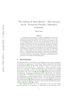 " The Gibbon of Math History". Who Invented the St. Petersburg