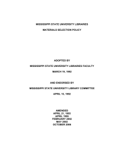 Collection Development Policy - Mississippi State University Libraries