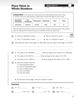 Place Value in Whole Numbers - Academy Endeavour Elementary