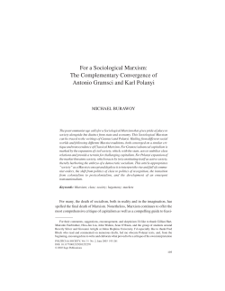 For a Sociological Marxism: The Complementary Convergence of