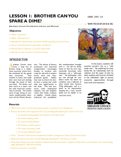 Lesson 1 Pioneer Youth - Lincoln Log Cabin State Historic Site